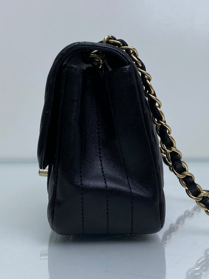 Chanel Black Chevron Lambskin Classic Mini Square Flap Bag GHW #23