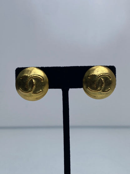 Chanel Gold Tone Vintage Embossed CC Clip On Earrings