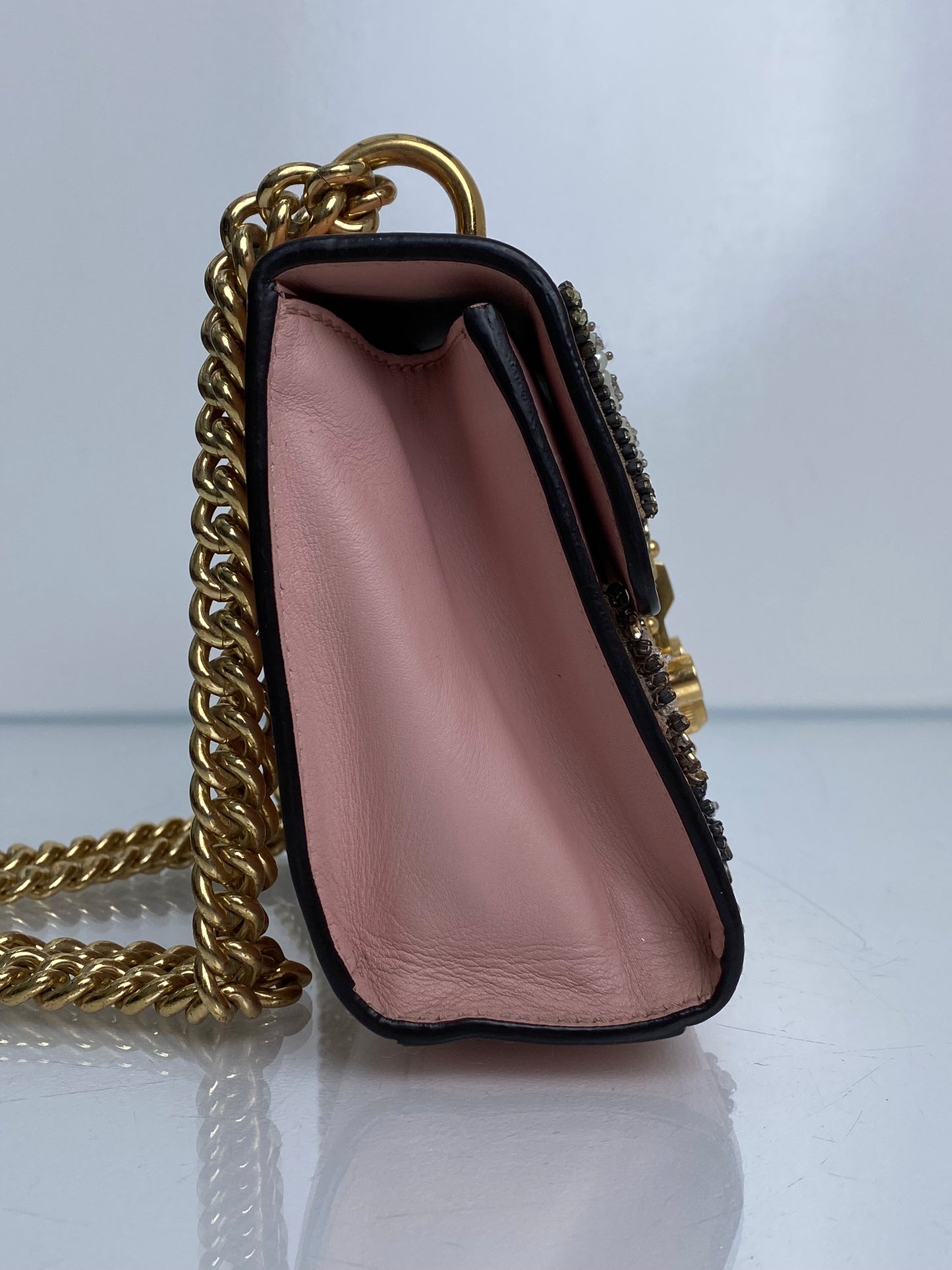 Gucci Pink Crystal Star Padlock Small Crossboday Bag GHW