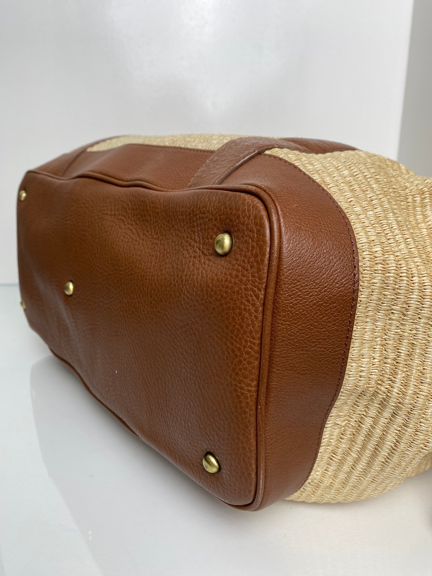 Burberry Brown Raffia Nautical Tote GHW