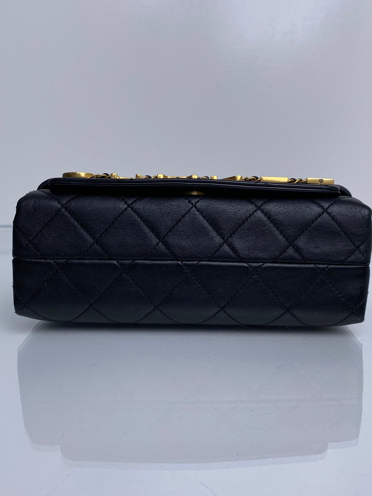 Chanel Matelasse Chain Shoulder Bag Black Lambskin GHW