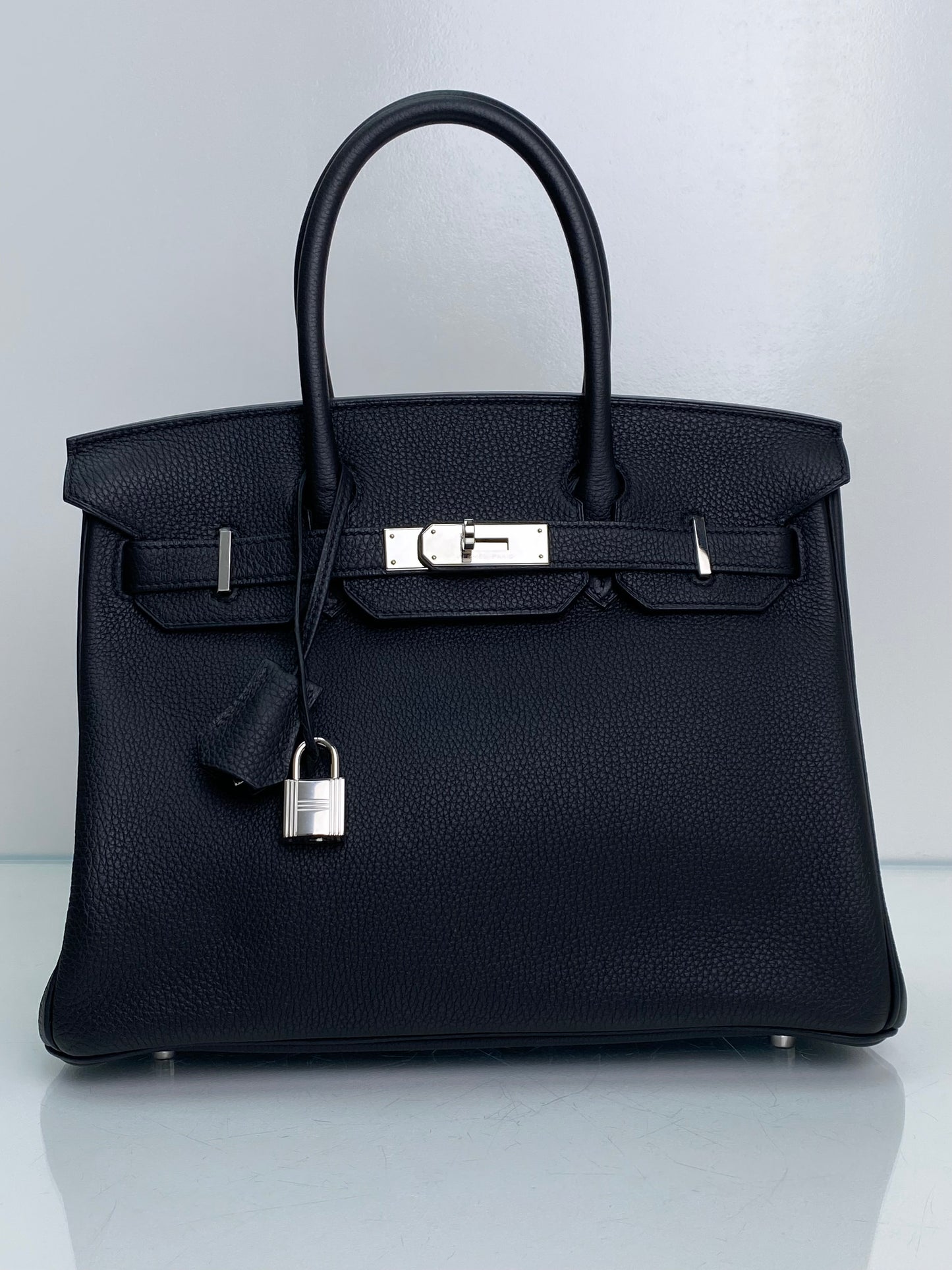 Hermes Birkin 30 Black Clemence PHW #Y