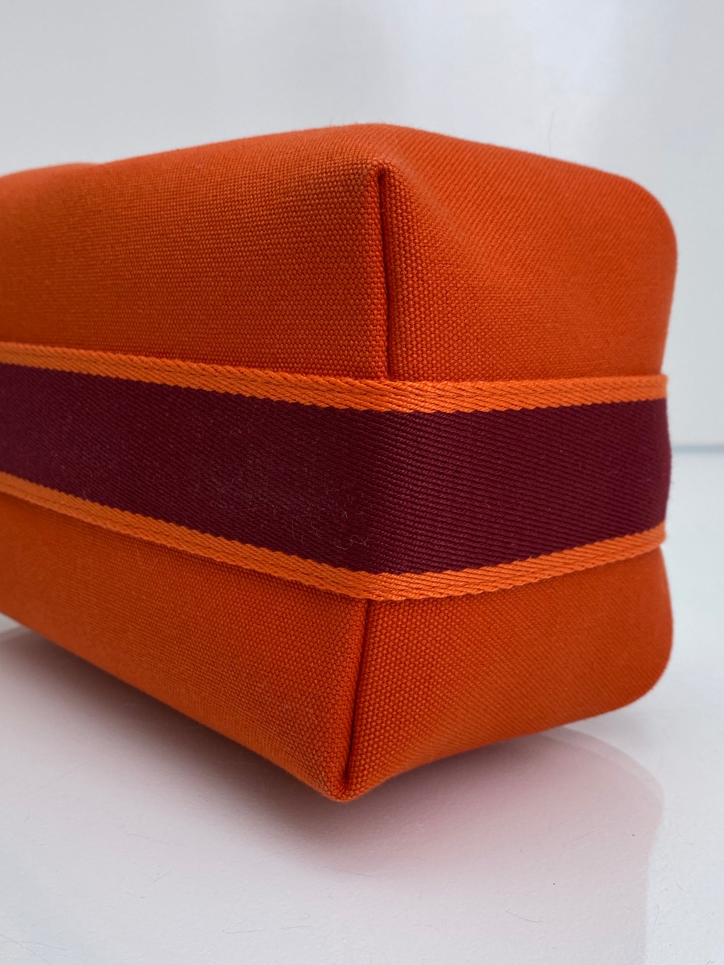 Hermes Bride A Brac PM Orange & Burgundy Toile Bag
