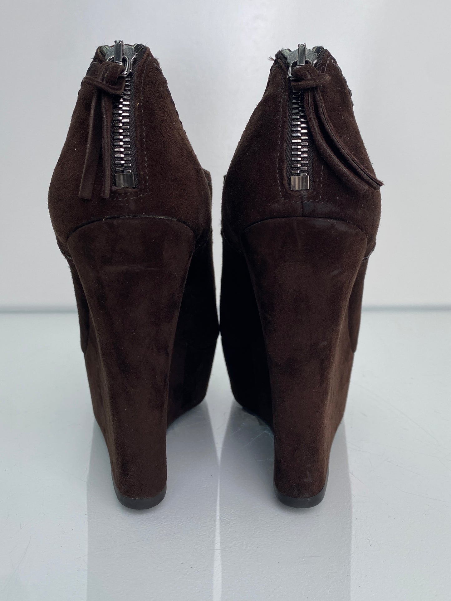 Miu Miu Brown Suede Wedges, 38.5