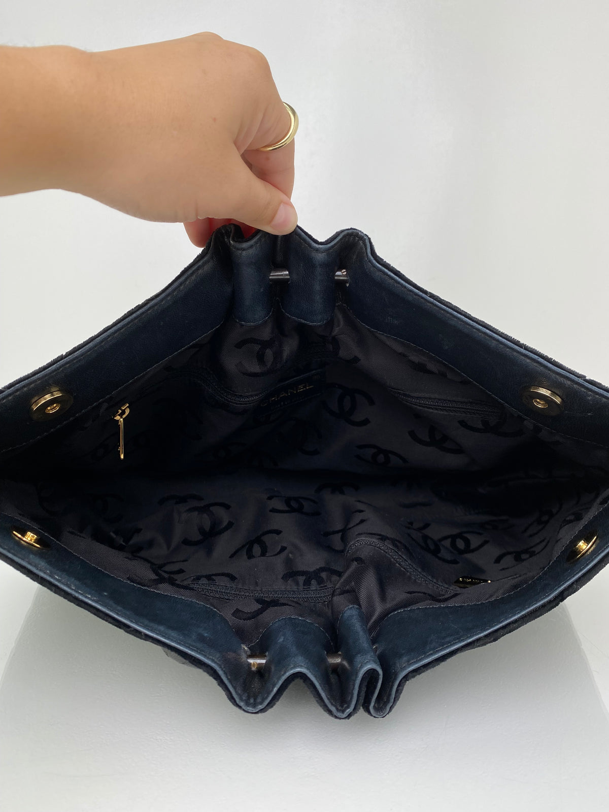 Chanel Vintage Black Velvet Tote Bag GHW