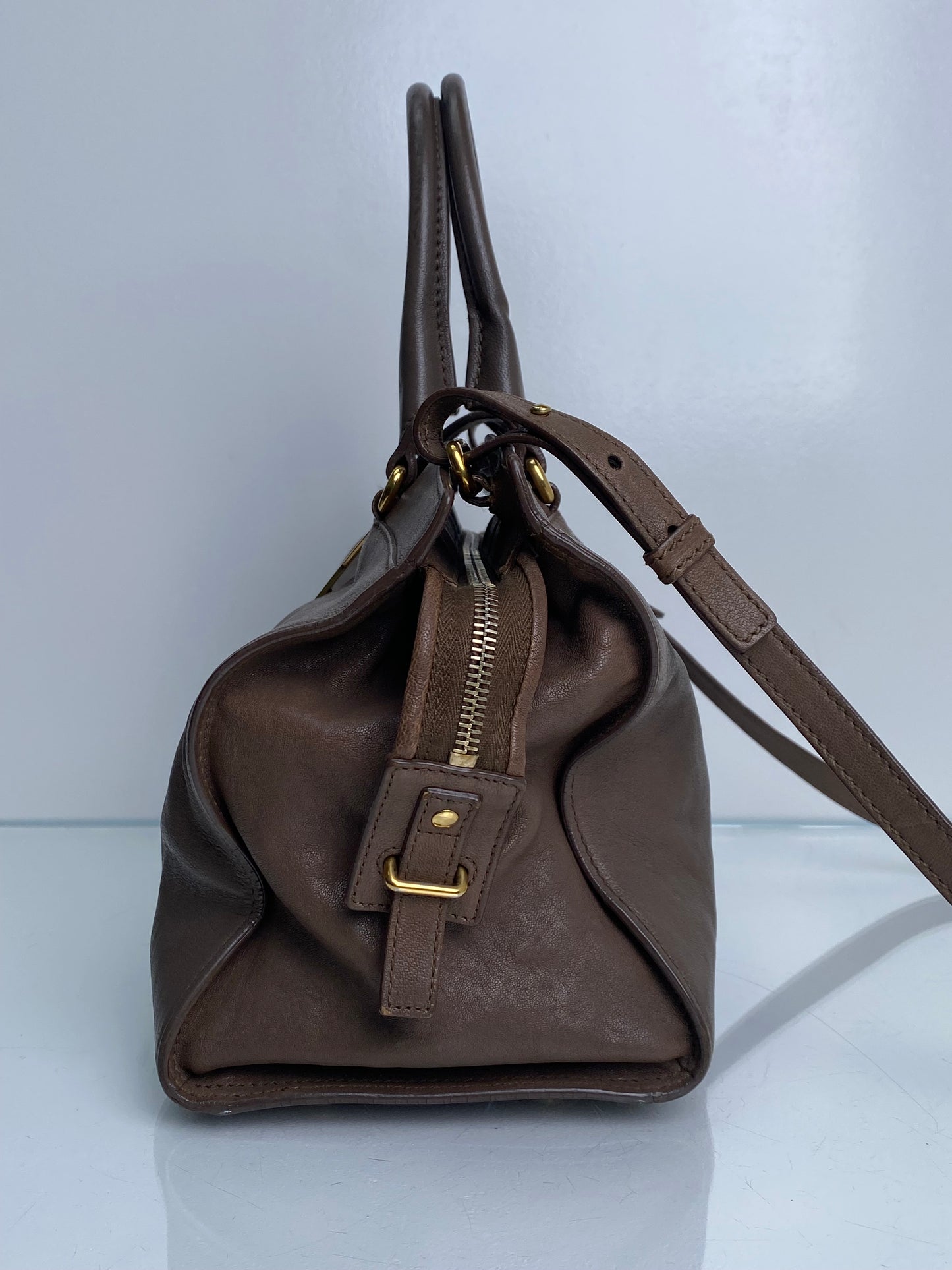 Saint Laurent Vintage Brown Y - Line Small Tote Bag GHW