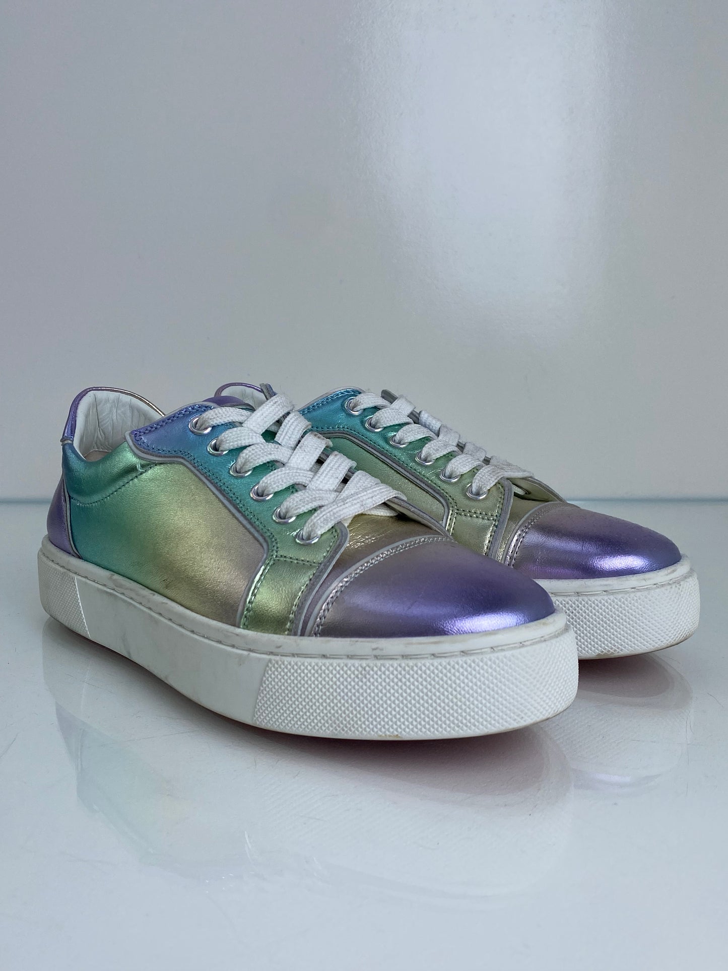 Christian Louboutin Green & Purple Metallic Vieririssima Sneakers, 39.5
