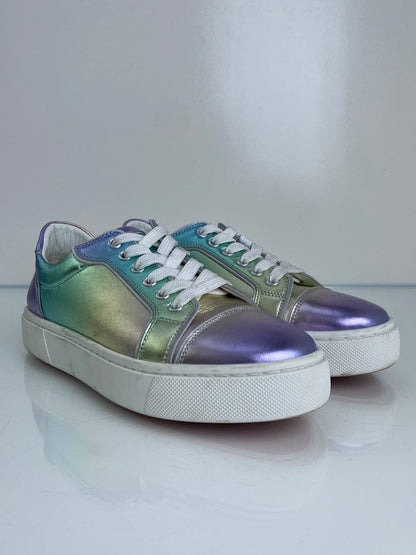 Christian Louboutin Green & Purple Metallic Vieririssima Sneakers, 39.5