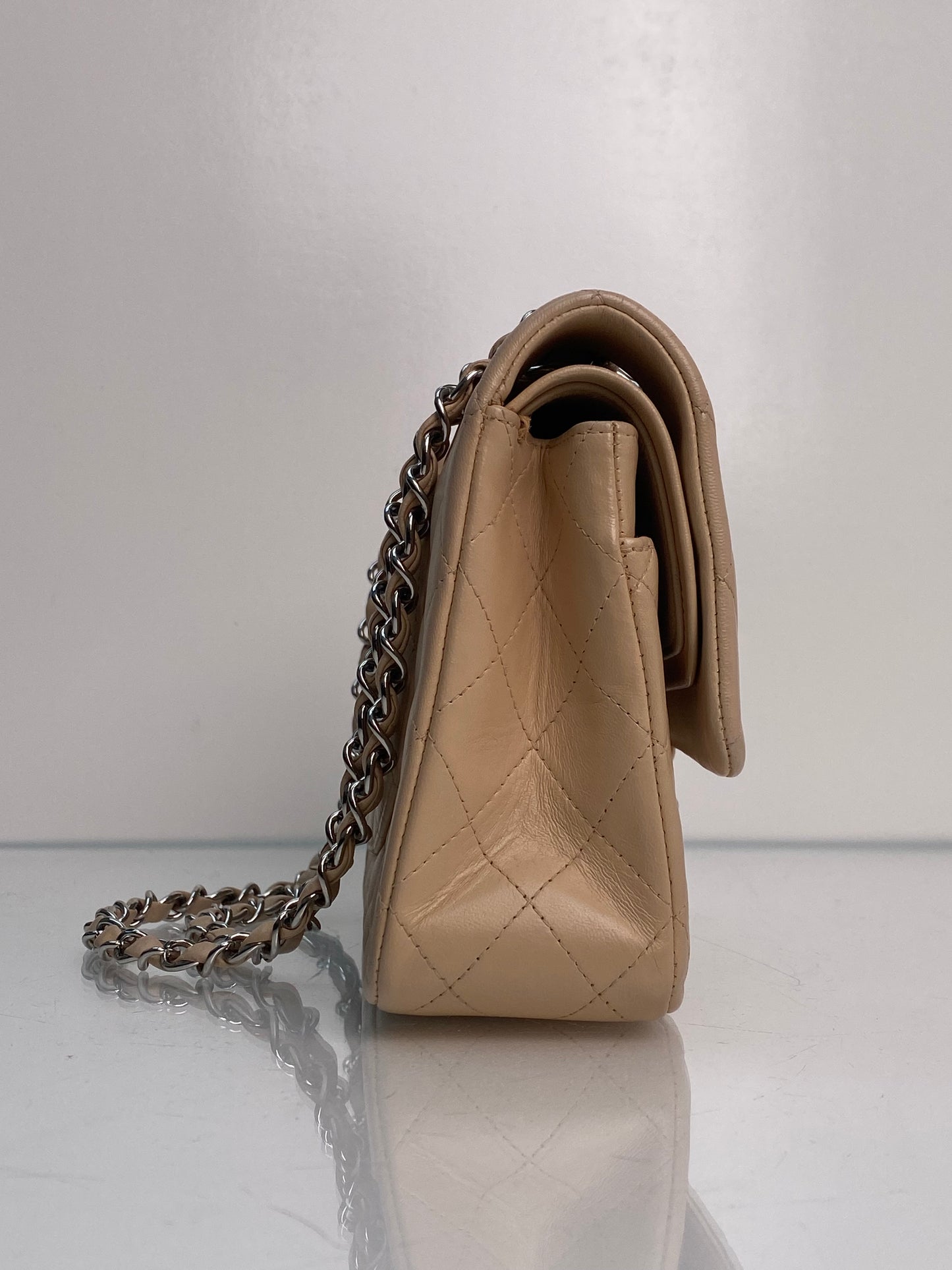 Chanel Medium Double Flap Beige Lambskin SHW