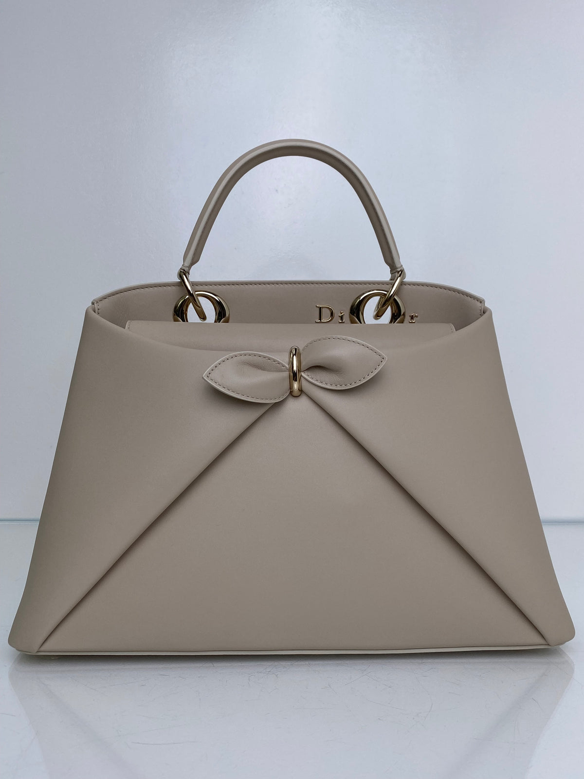 Dior Beige Leather Top Handle Cigale Bag GHW