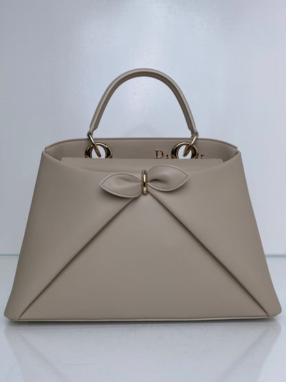 Dior Beige Leather Top Handle Cigale Bag GHW