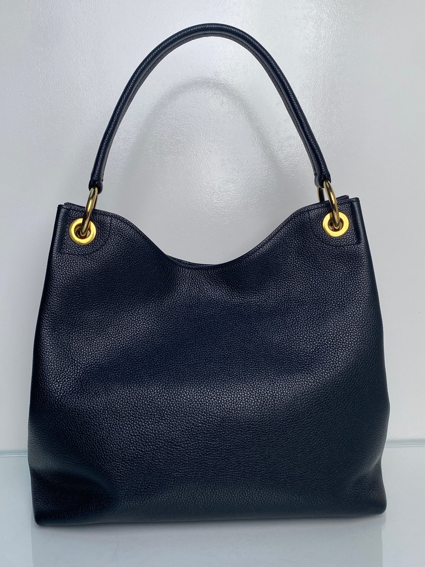 Prada Vitello Phenix Black Leather Hobo GHW
