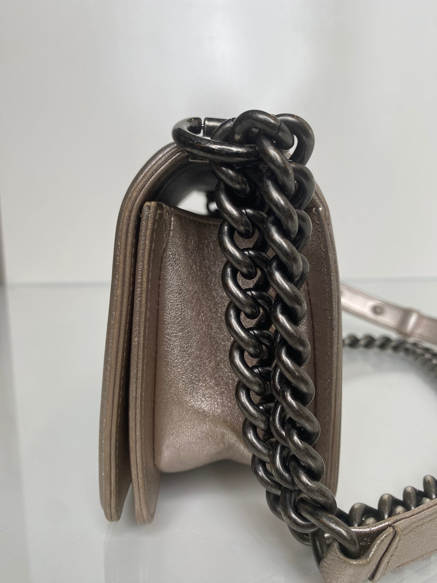 Chanel Limited Edition Champagne Swarovski Small Boy Bag RHW #19