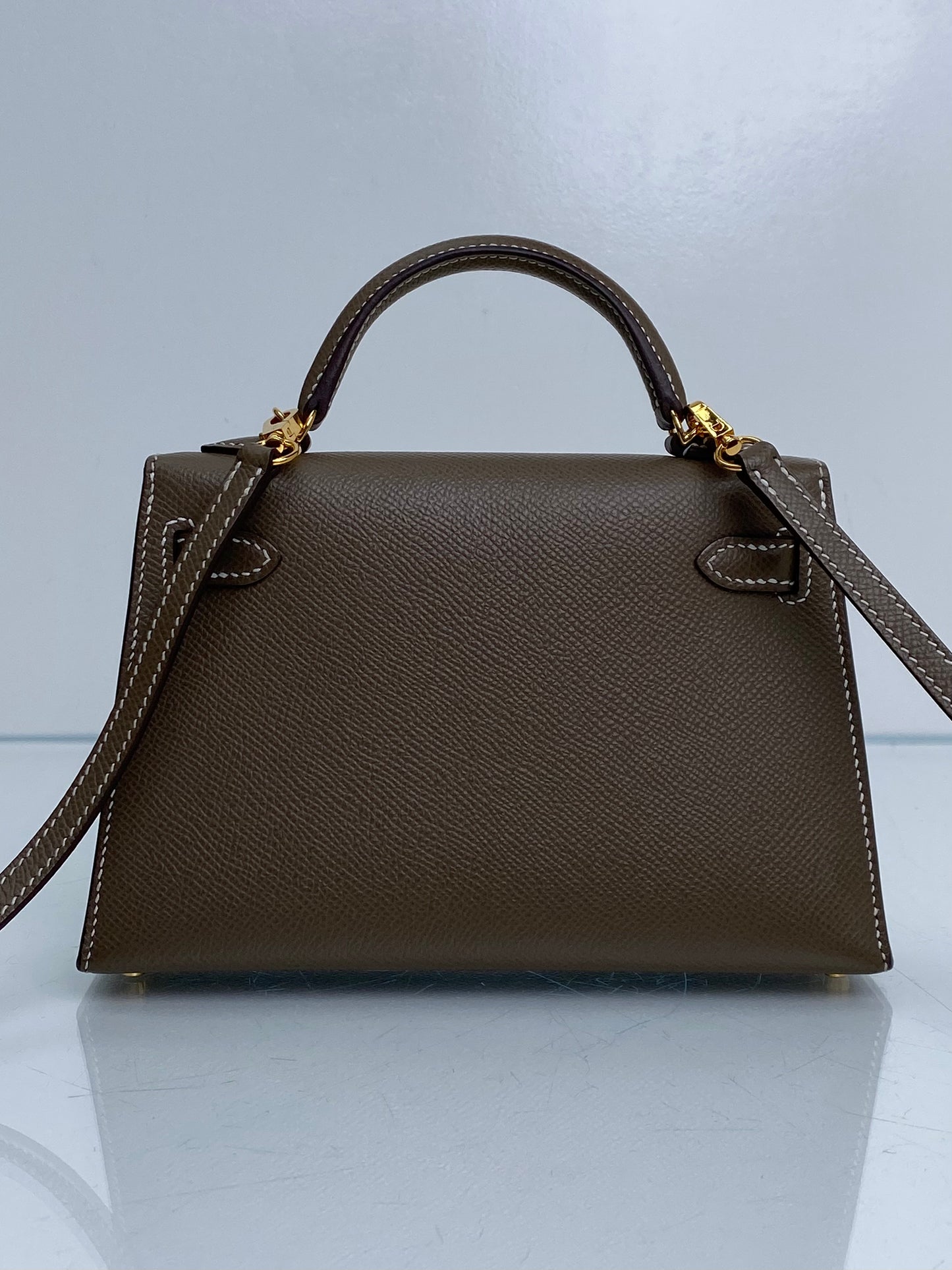 Hermes Mini Kelly Sellier Etoupe Epsom GHW #Y