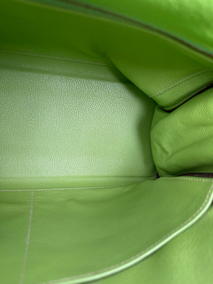Hermes Kelly 32 Vert Cru, Jaune, and Blue Thalassa Clemence GHW #G