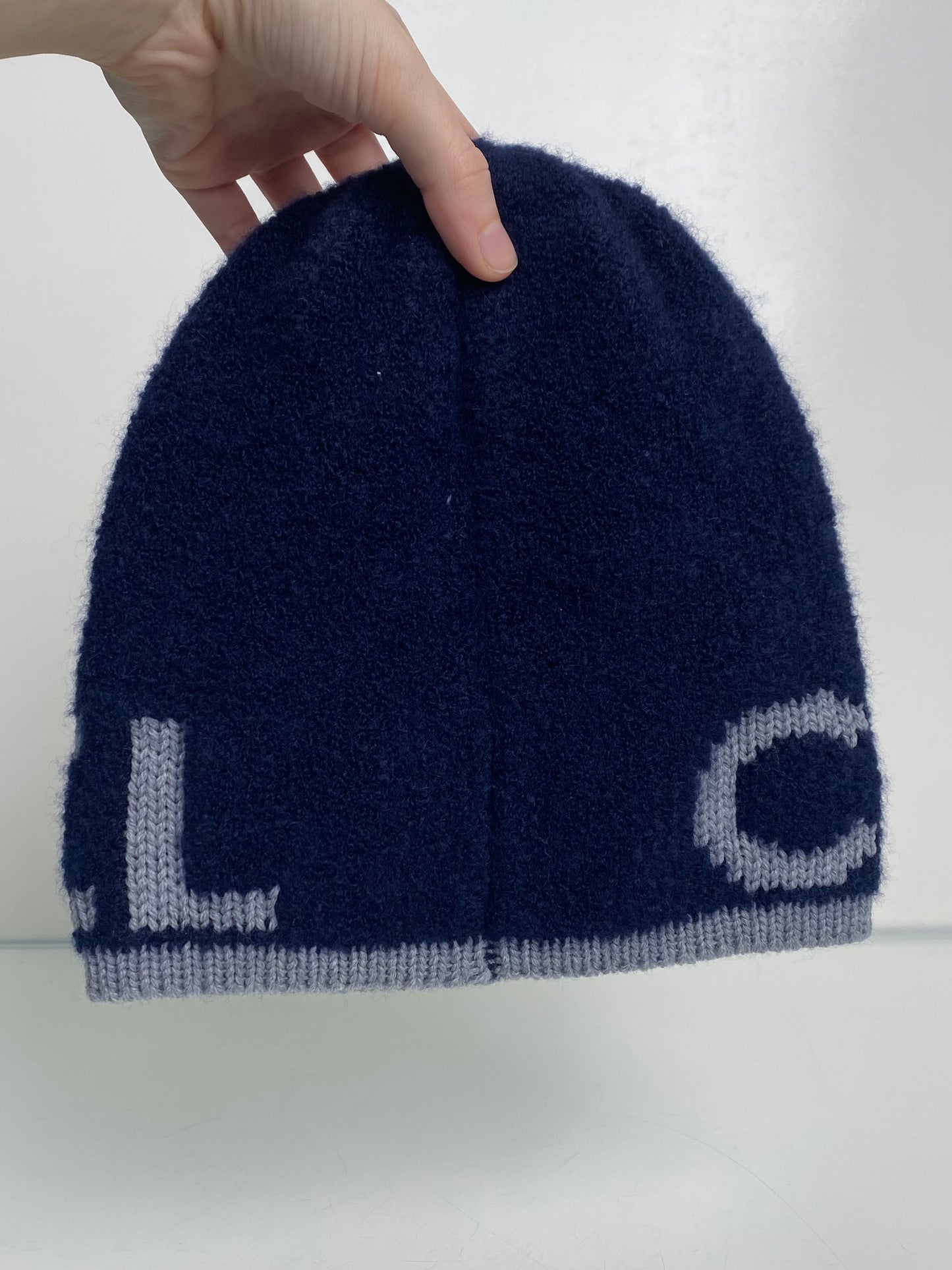 Chanel Navy/Grey Logo Beanie