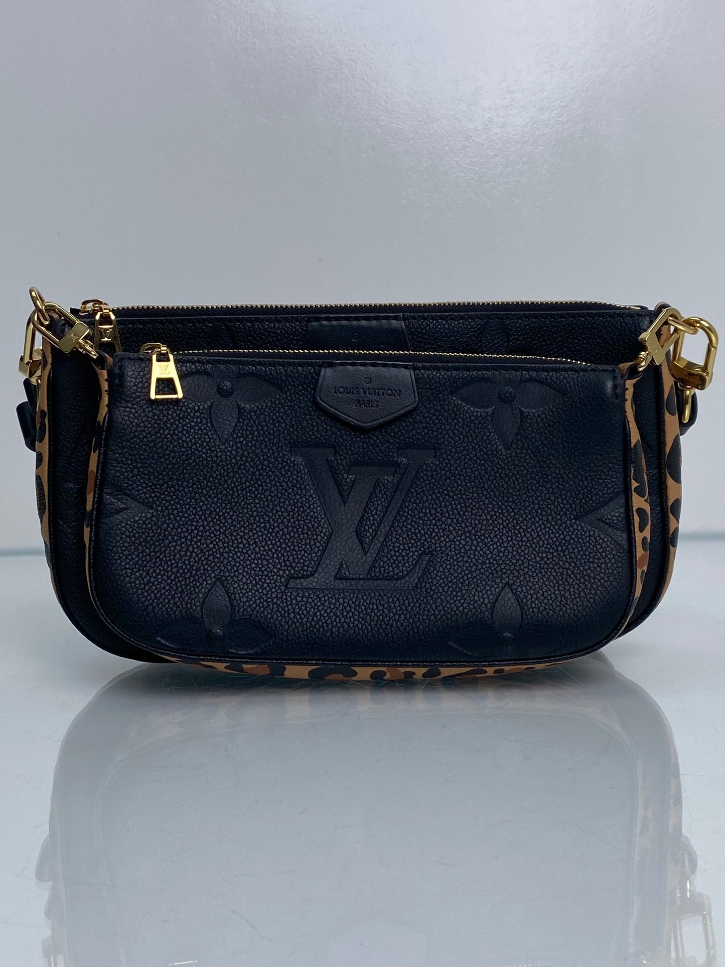 Louis Vuitton Black & Cheetah Giant Monogram Empreinte Multipochette Bag GHW