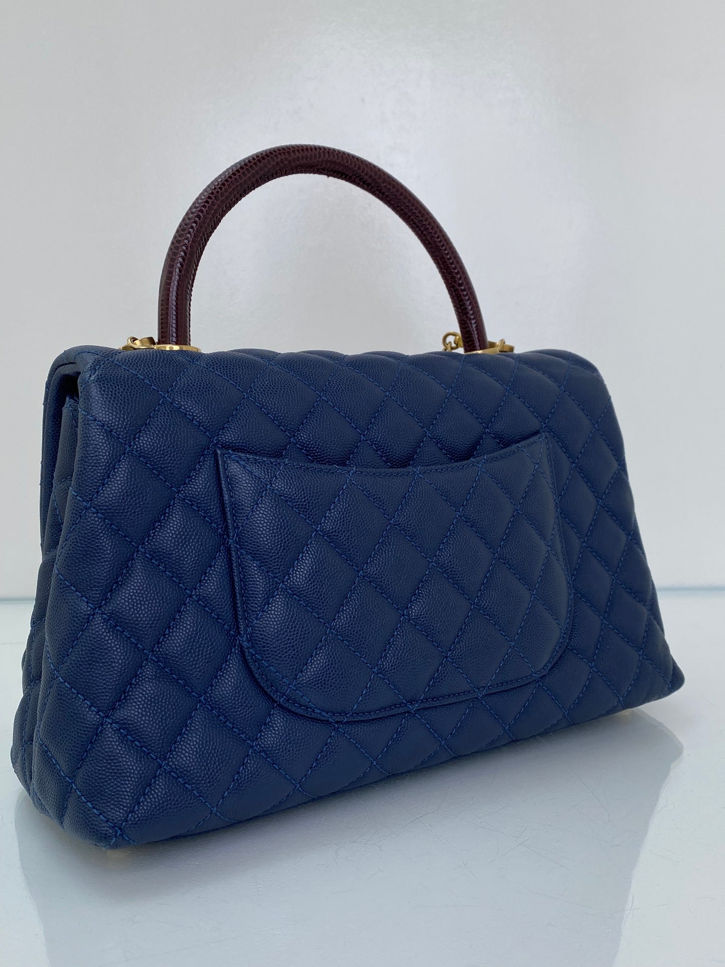Chanel Navy Caviar & Burgundy Exotic Coco Handle Bag GHW #24