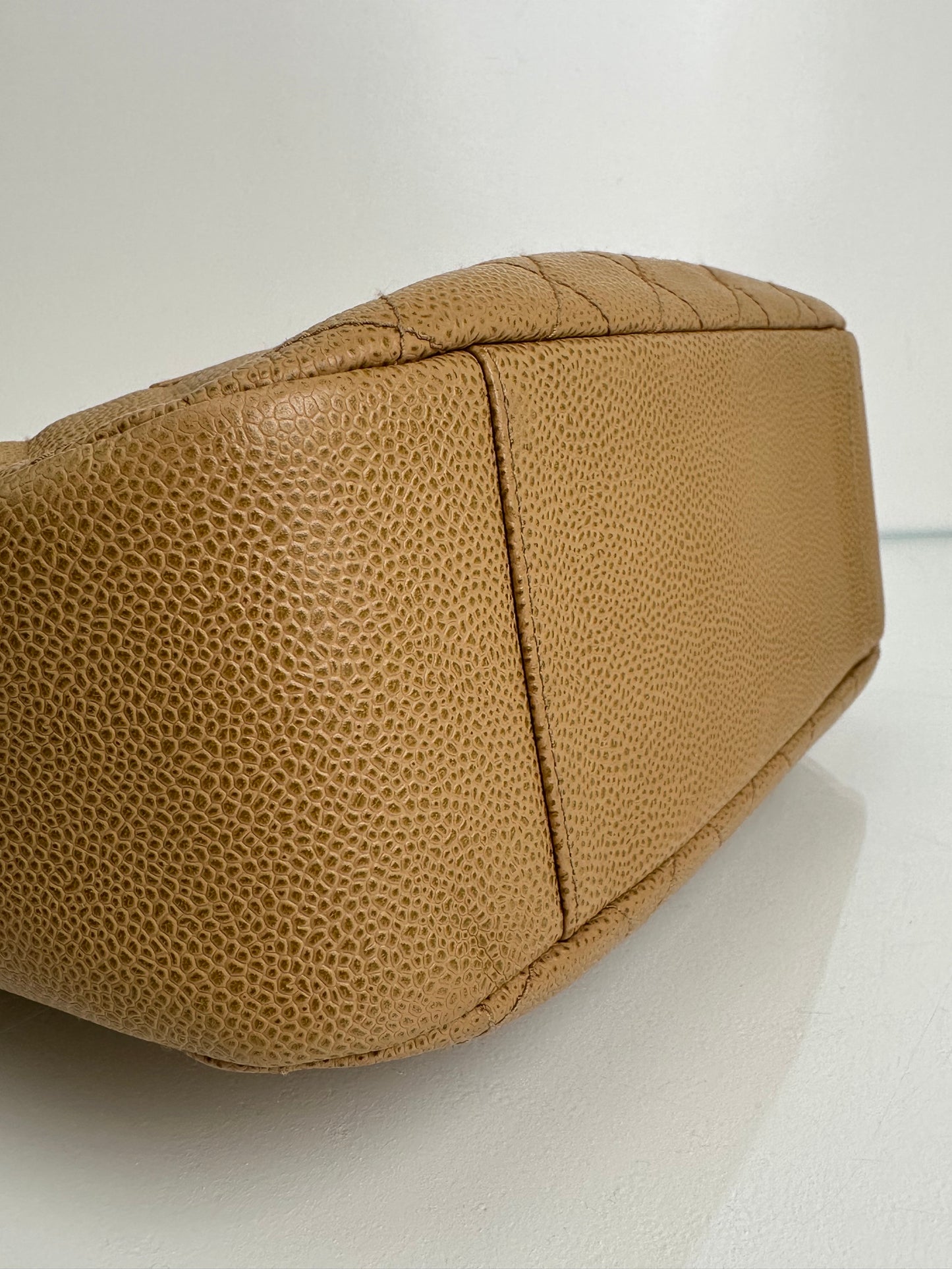 Chanel Vintage Beige Petite Calfskin Shopping Tote Bag GHW