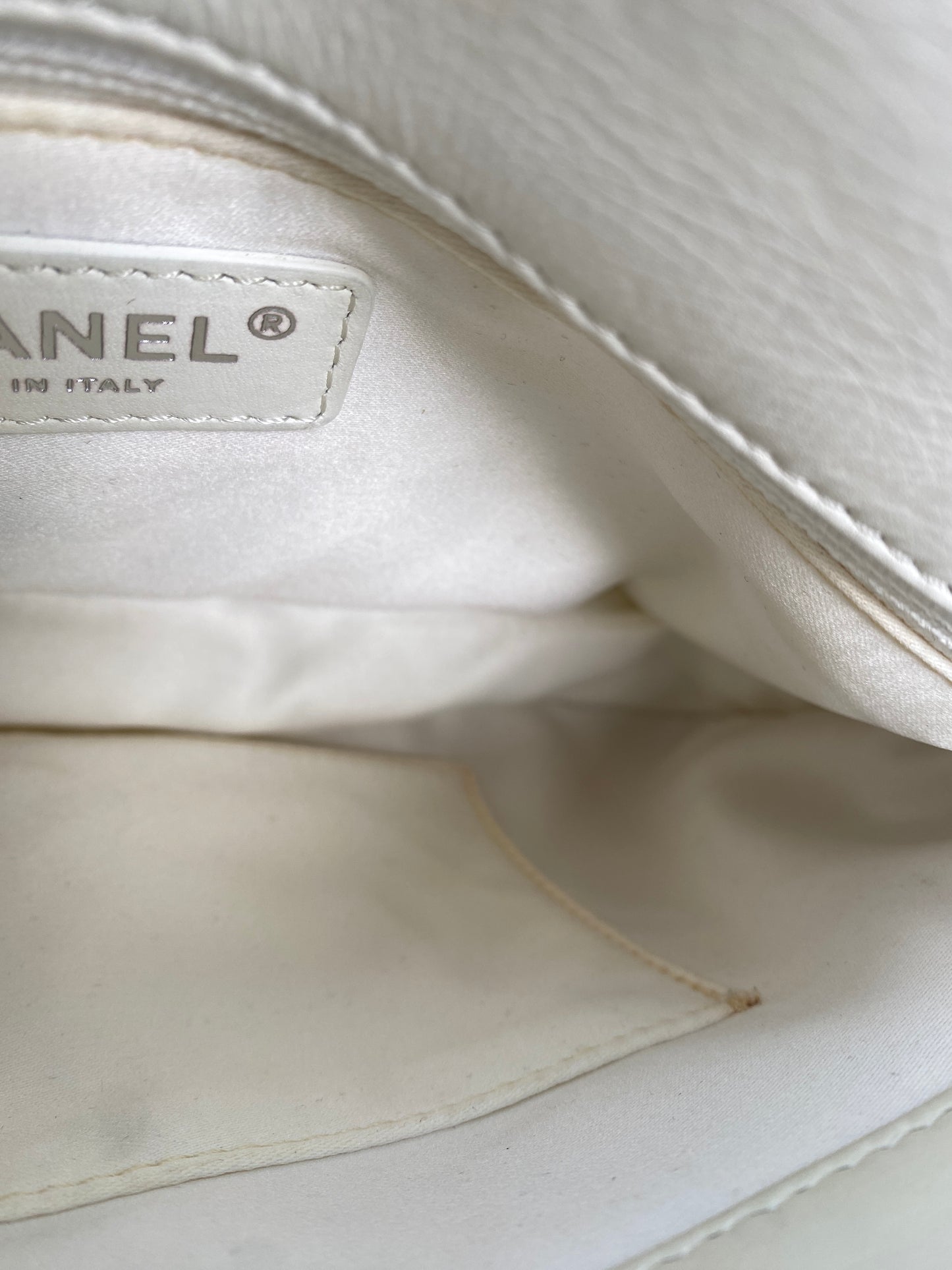 Chanel White Lambskin Quilted 3 Flap Bag SHW #19