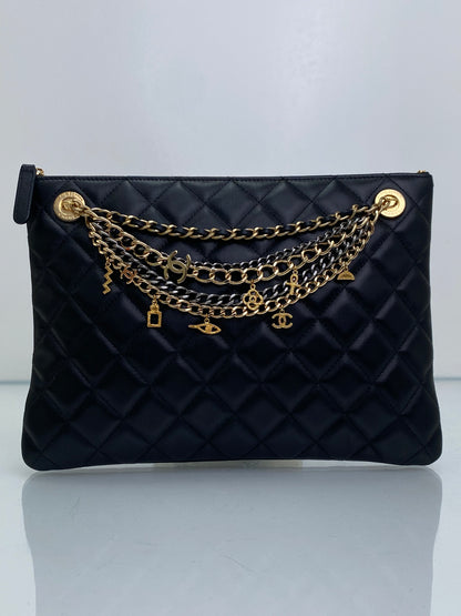 Chanel Black Egyptian Amulet All About Chains O Case Clutch TTHW