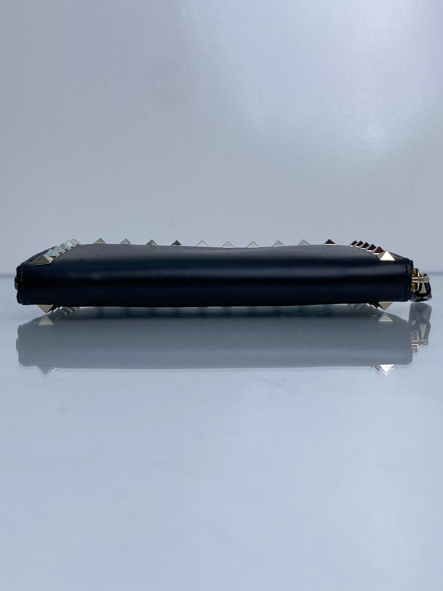 Valentino Black Rockstud Accent Long Zip Wallet GHW