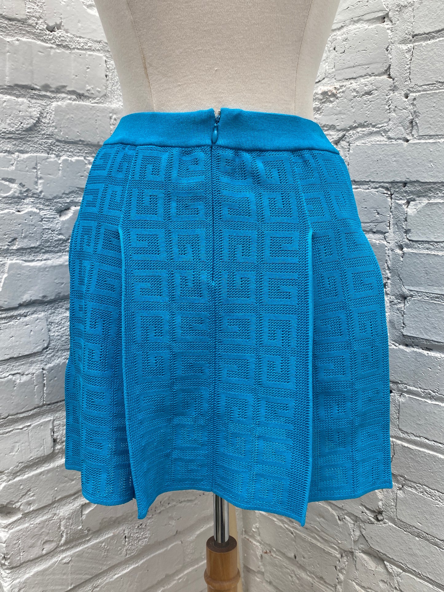 Givenchy Blue Pleated Logo Skirt, XS