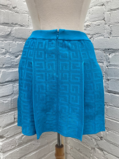 Givenchy Blue Pleated Logo Skirt, XS