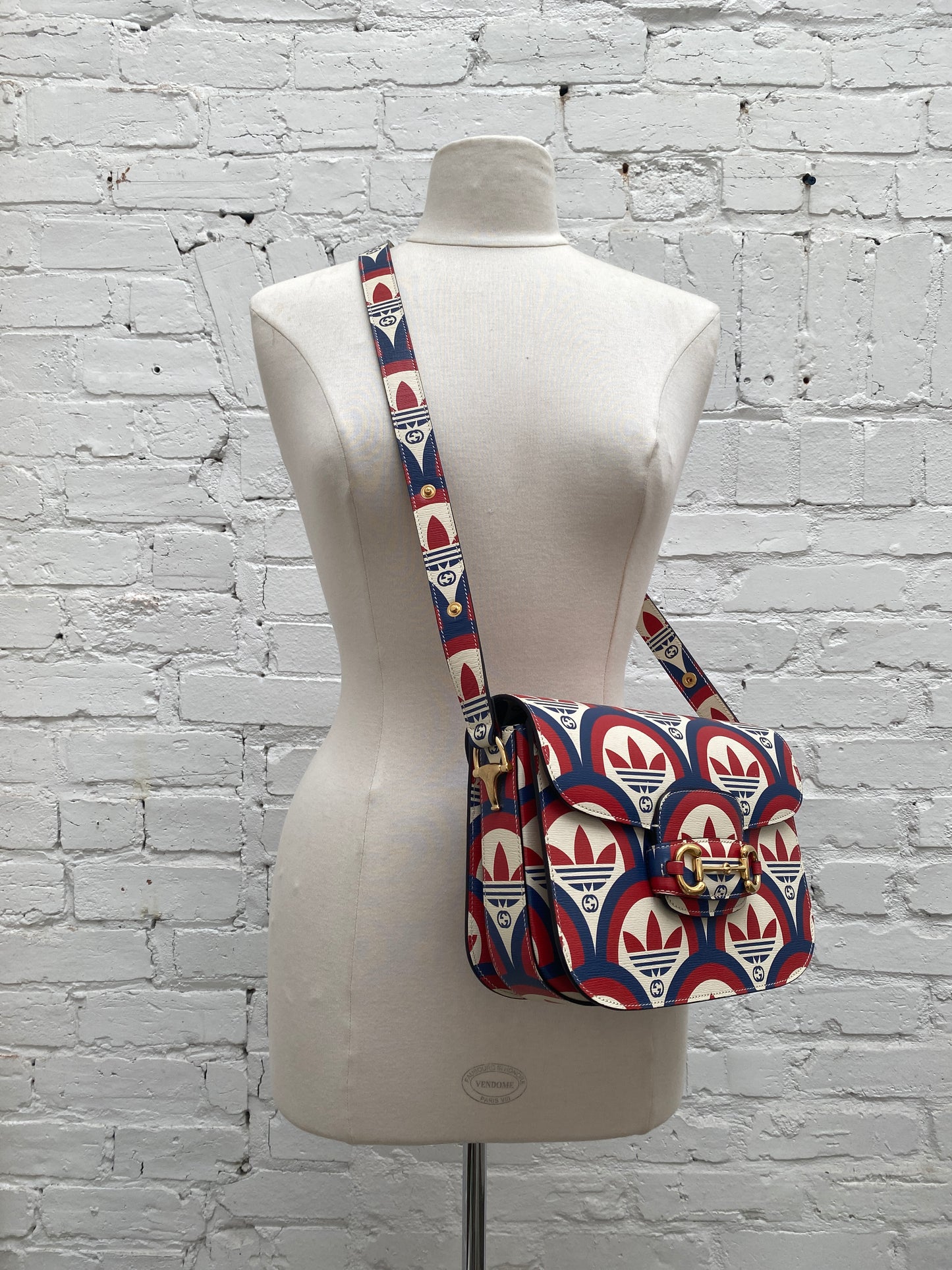 Gucci x Adidas Red, White, & Blue Horsebit 1955 Shoulder Bag GHW