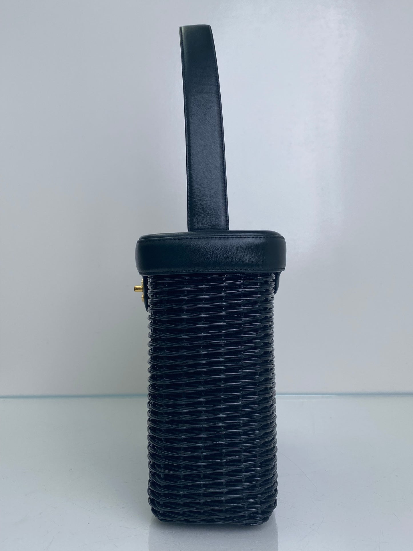 Chanel Black Wicker & Leather Basket Bag GHW