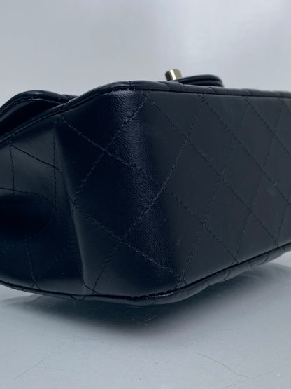 Chanel Black Quilted Lambskin Square Classic Single Flap Mini Bag LGHW
