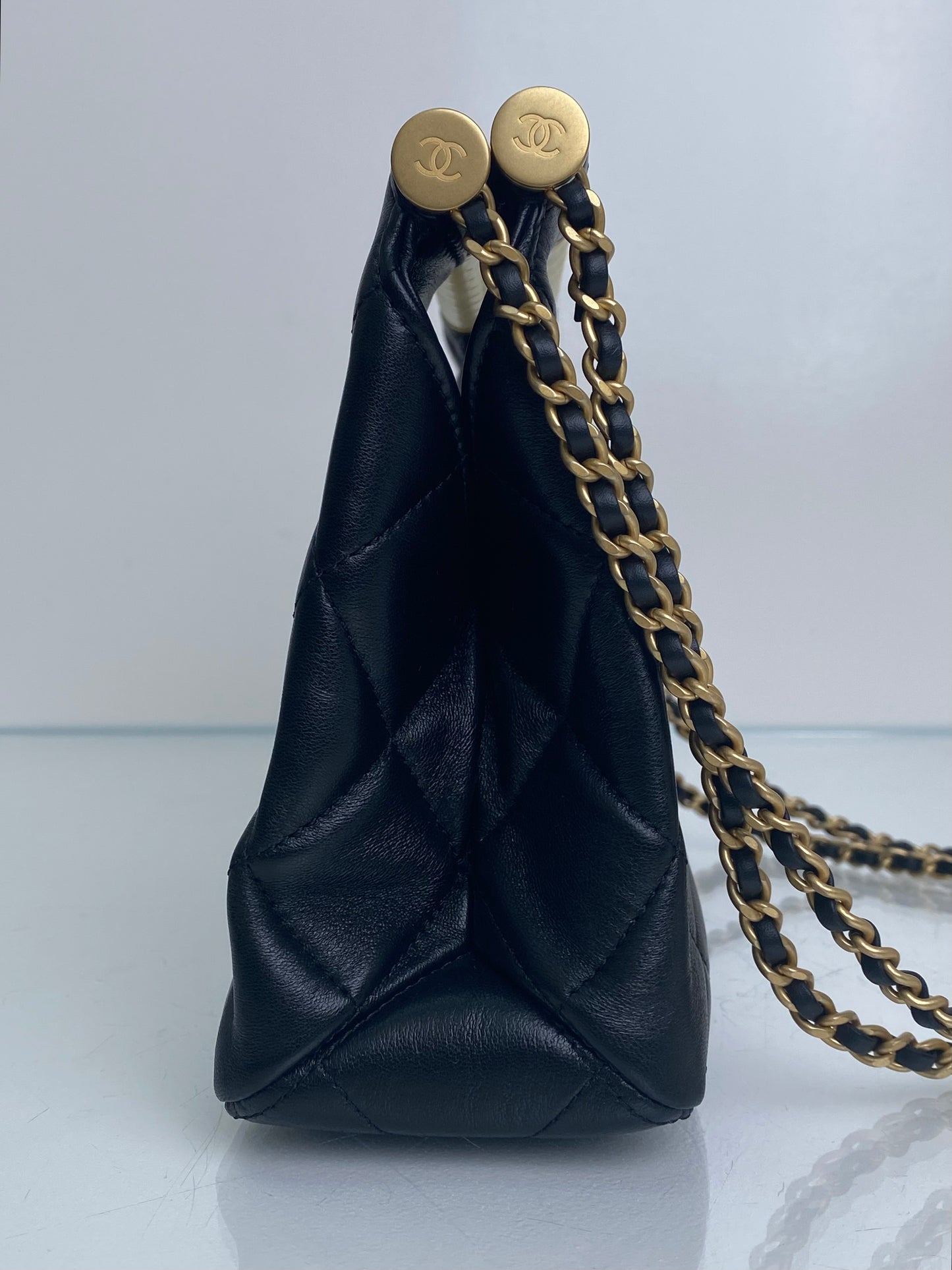 Chanel Black Small Pearl Quilted Shopping Bag GHW