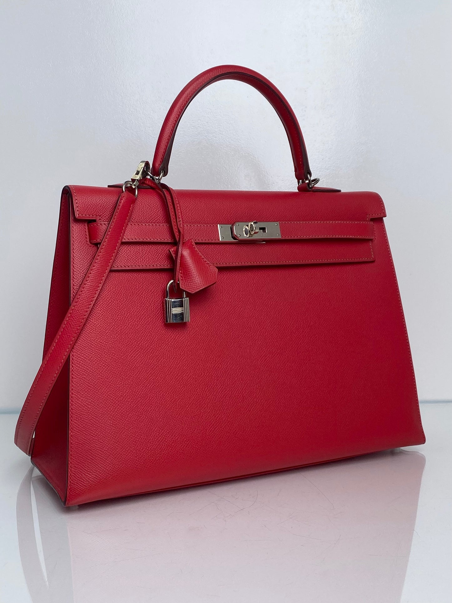 Hermes Kelly 35 Red Epsom PHW #O