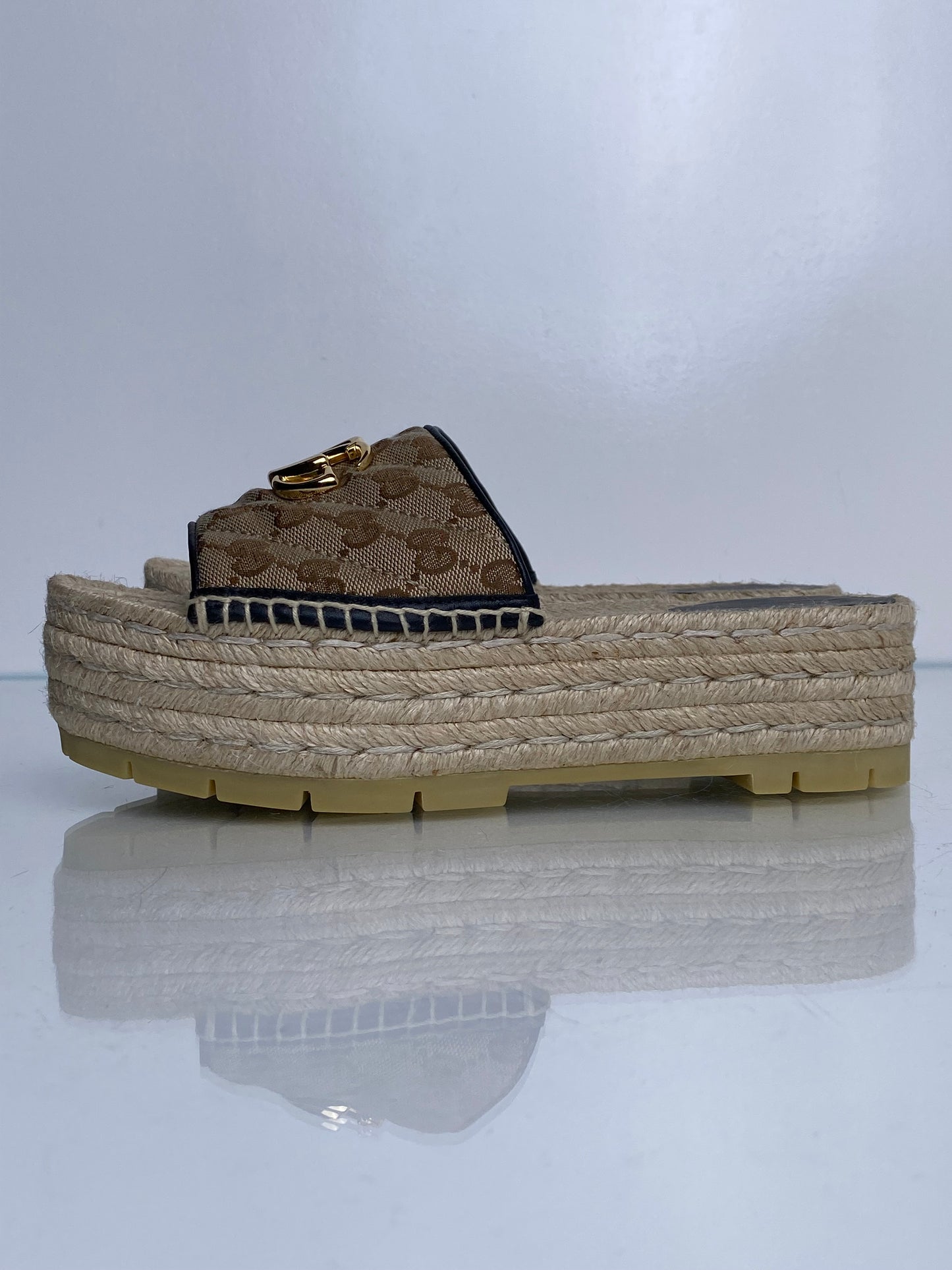 Gucci GG Supreme Marmont Platform Sandals, 38.5