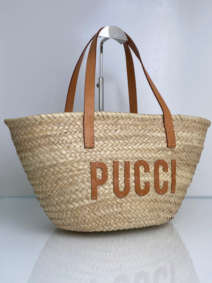Emilio Pucci Tan & Pink Basket Bag