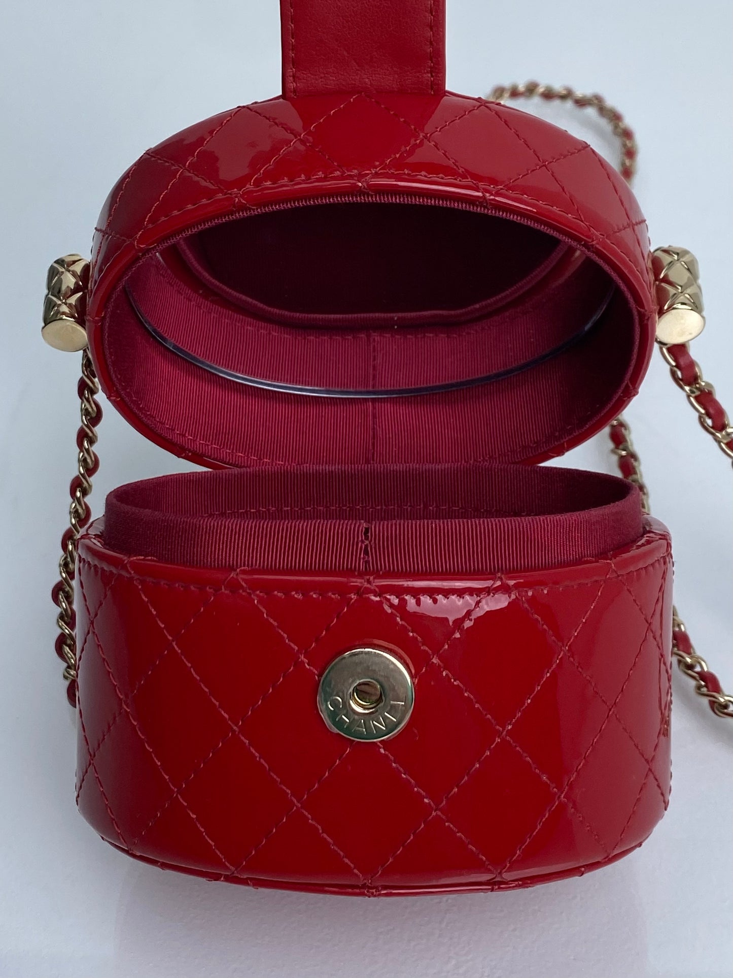 Chanel Red Mini CC Allure Vanity Bag Patent GHW