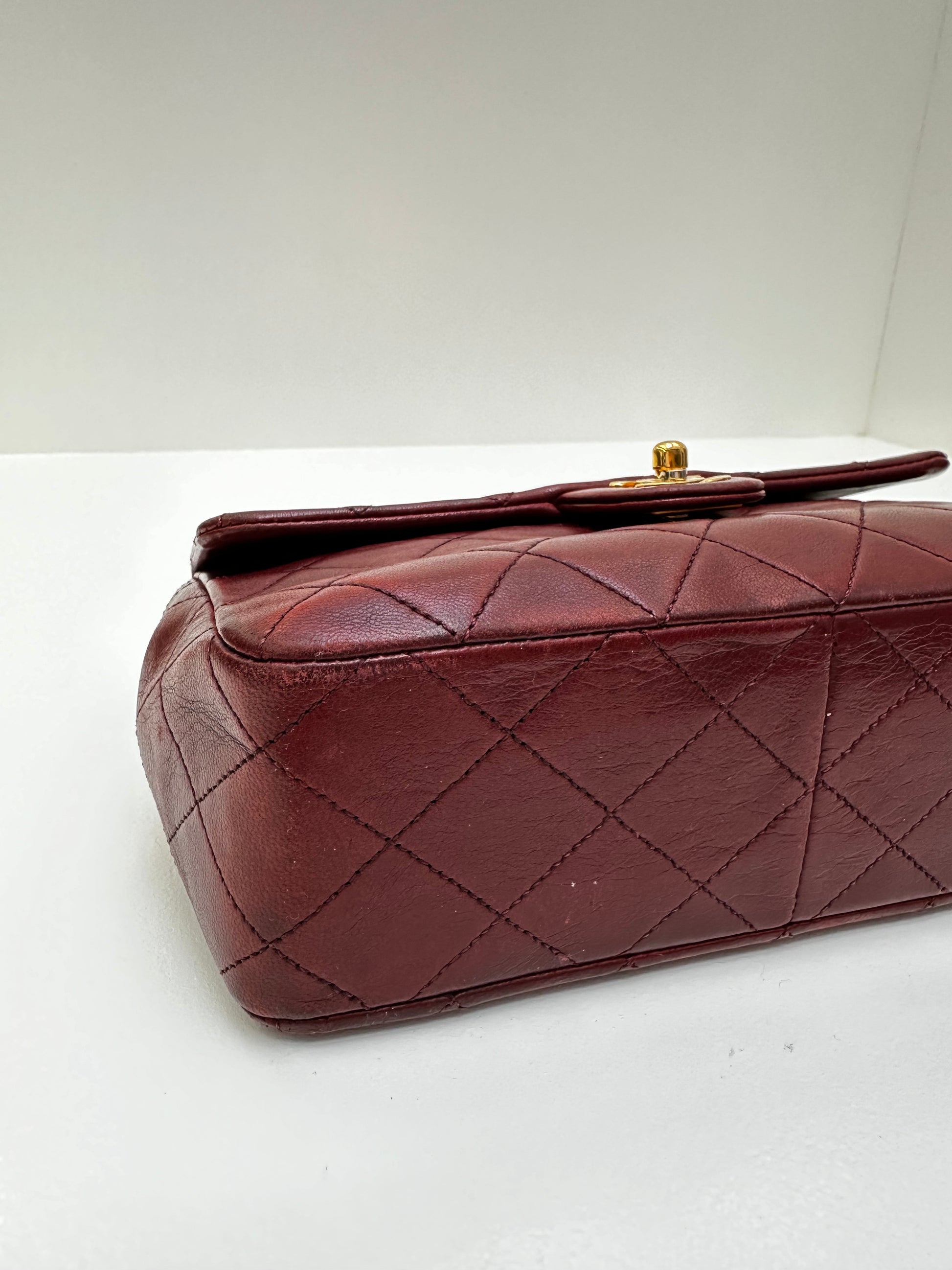 Chanel Vintage Square Burgundy 20cm Purse Edwards Worm Farm