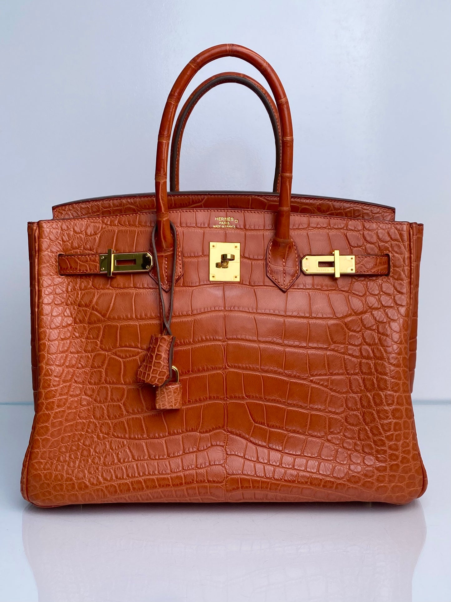 Hermes Birkin 35 Orange Matte Niloticus Croc GHW #O
