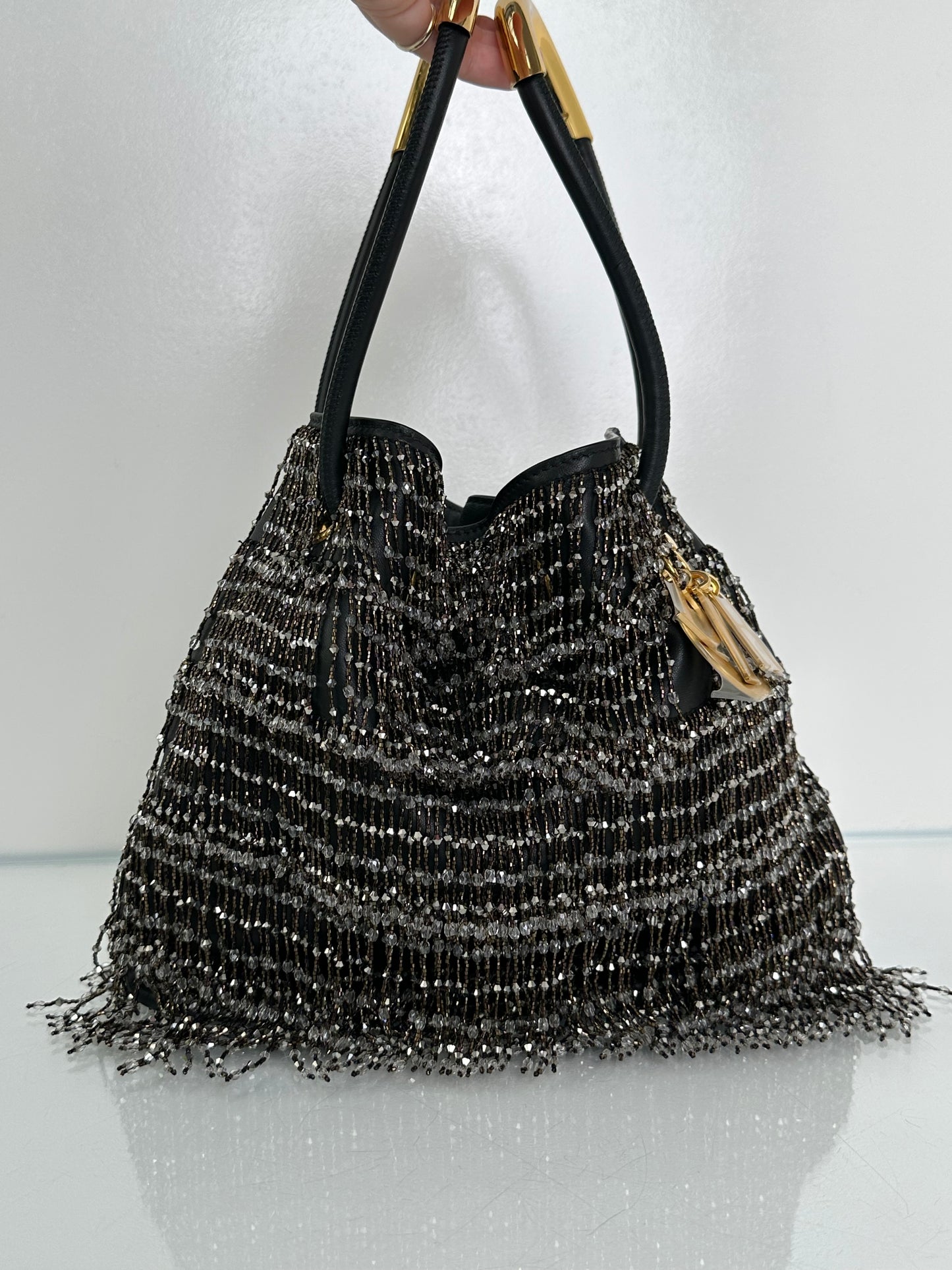 Dior Black & Crystal Tassel New Line A M Lambskin Bag GHW