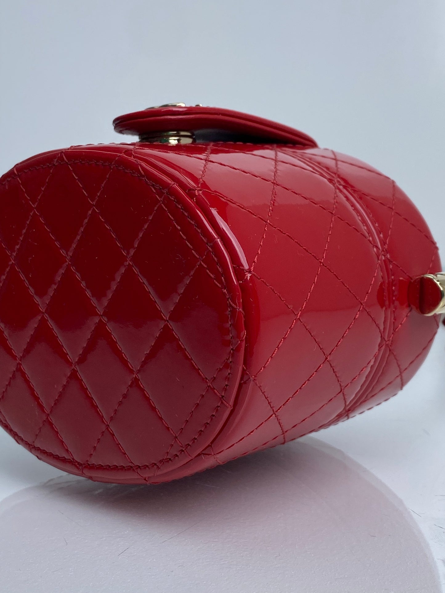 Chanel Red Mini CC Allure Vanity Bag Patent GHW
