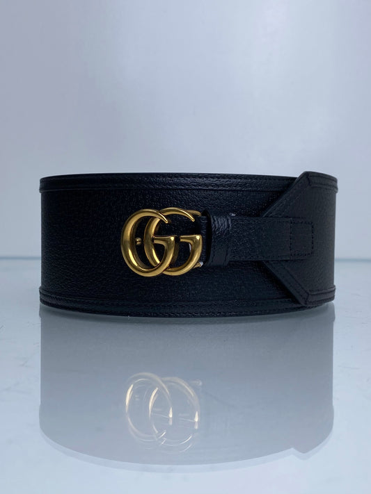 Gucci Black Marmont GG Waist Belt GHW, 95