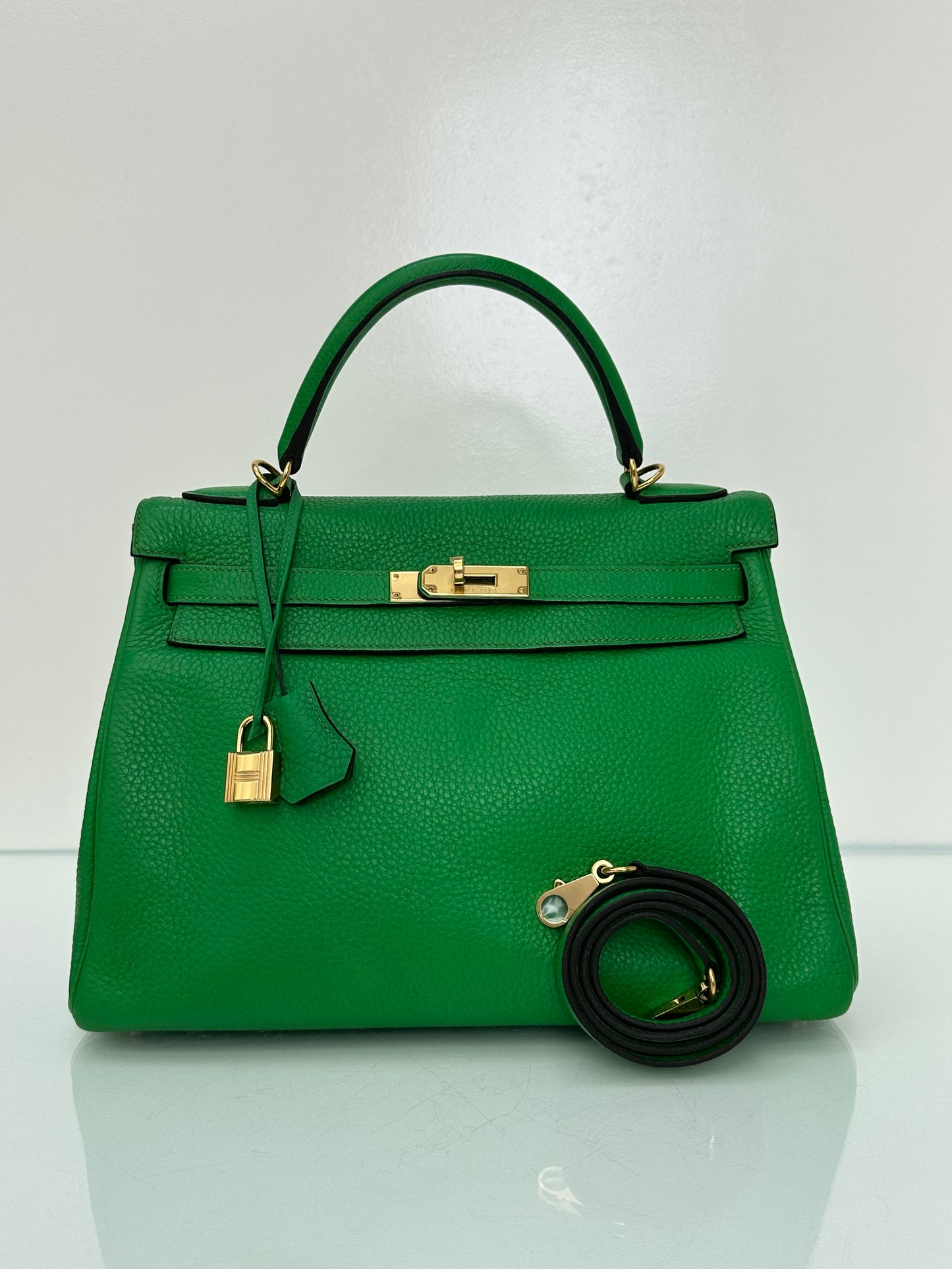 Hermes Kelly 32 Bamboo Clemence GHW #R