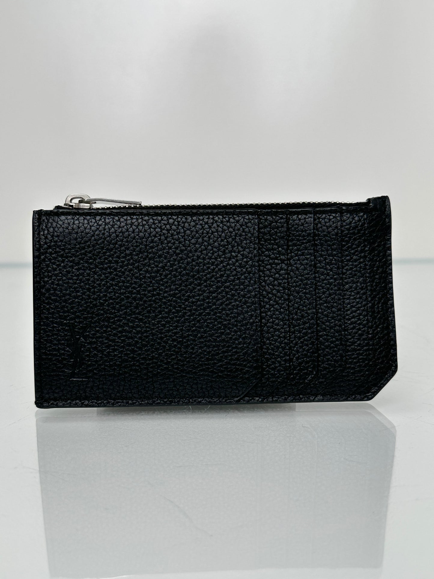 Saint  Laurent Black Zip Cardholder SHW