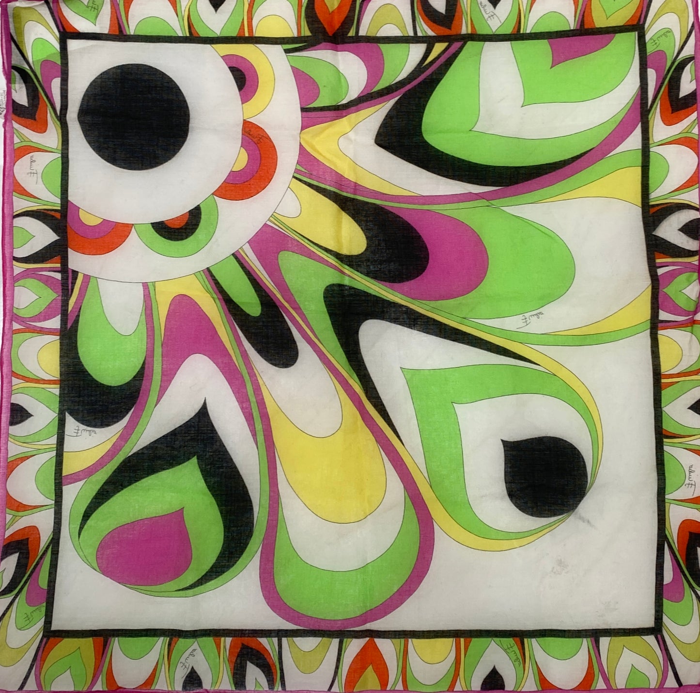 Emilio Pucci Green, Pink & Black Cotton Pocket Scarf