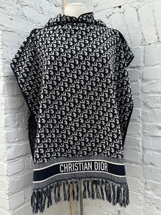 Dior Navy Oblique Terrycloth Poncho, OS