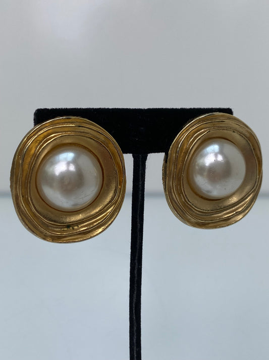 Two Sisters Pearl Clip On Earrings