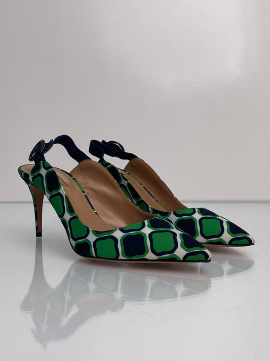 Aquazzura Green, White, & Black Yale Heels, 38