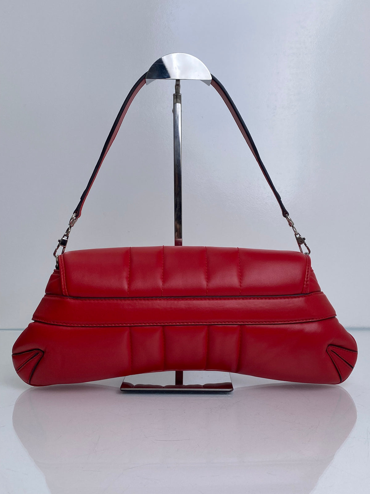 Gucci Red Napa Vertical Horsebit Clutch Bag SHW