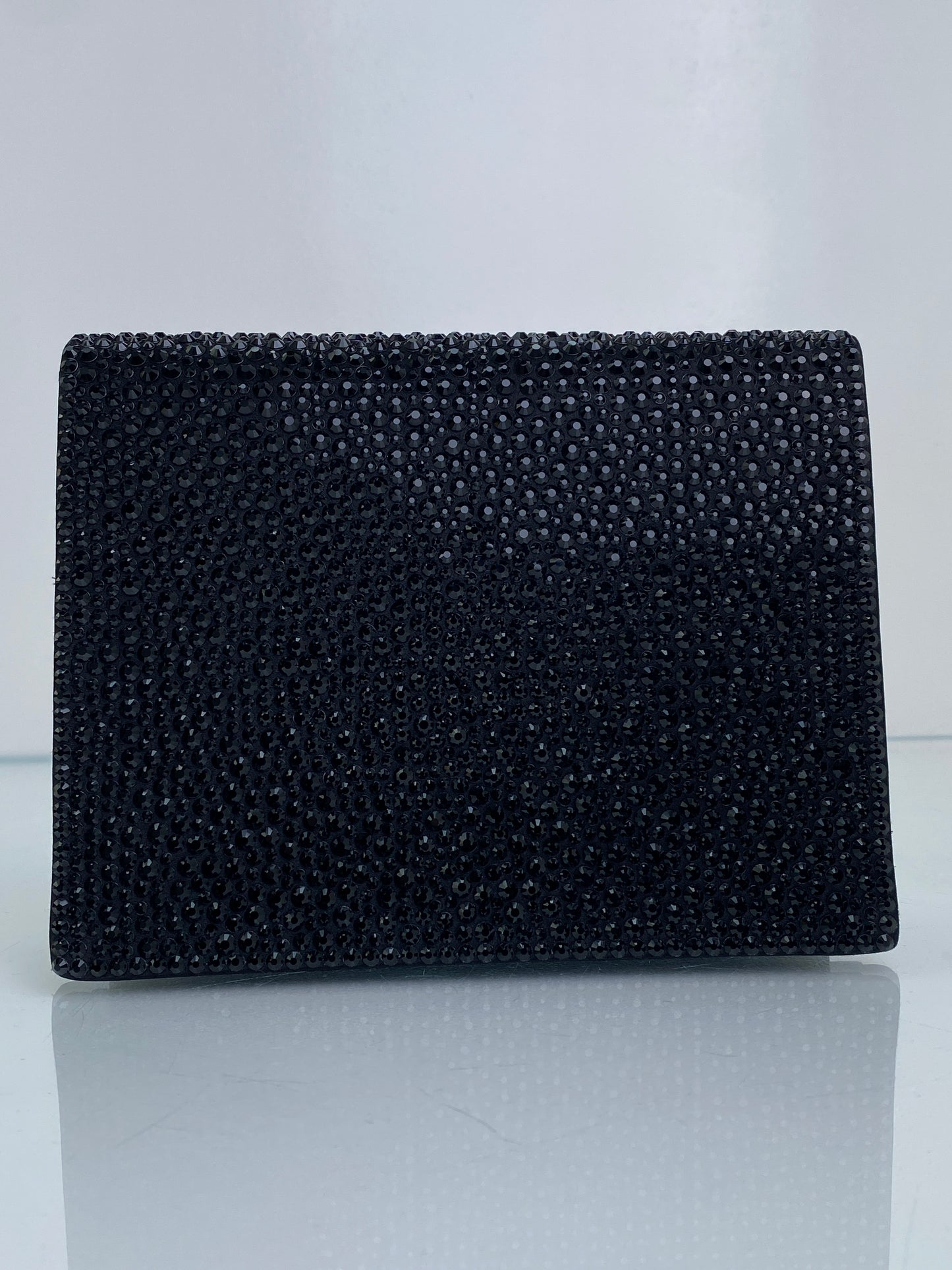 Dolce & Gabbana Black Crystal Logo Satin Clutch GHW