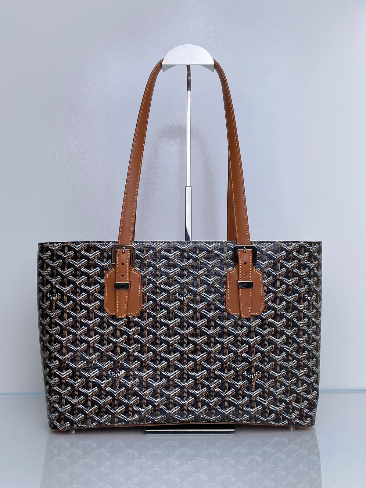 Goyard Black Goyardine Sac Marie Galante MM Tote Bag SHW